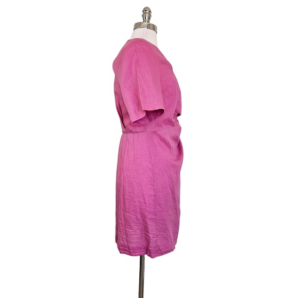 & Other Stories Stockholm Atelier Pink 100% Linen Wrap Mini Dress EUR 36 US 4 S - Picture 4 of 9